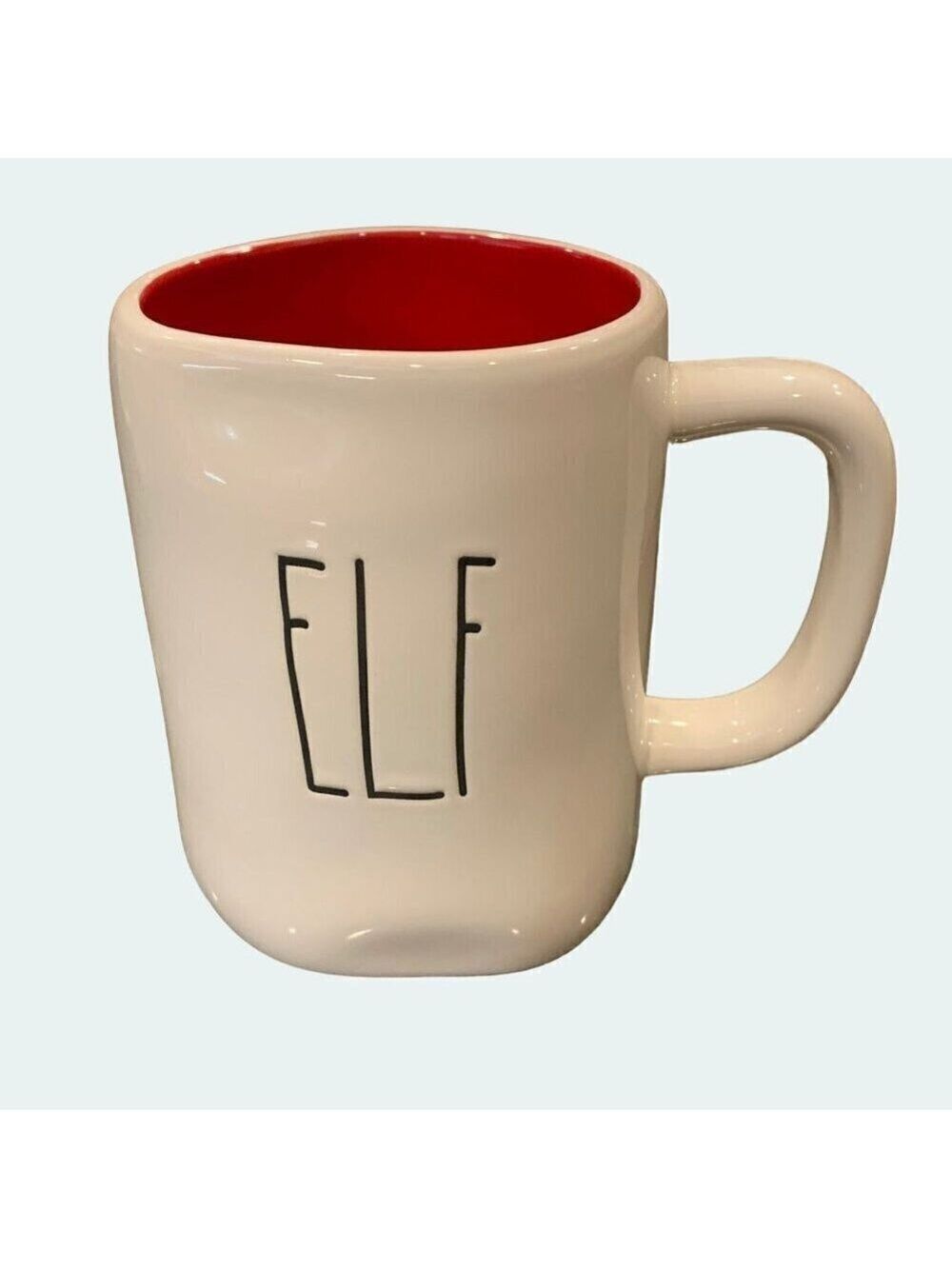 Rae Dunn ELF Mug Large Coffee Cup Christmas Ceramic Magenta Red Farmhouse Gift